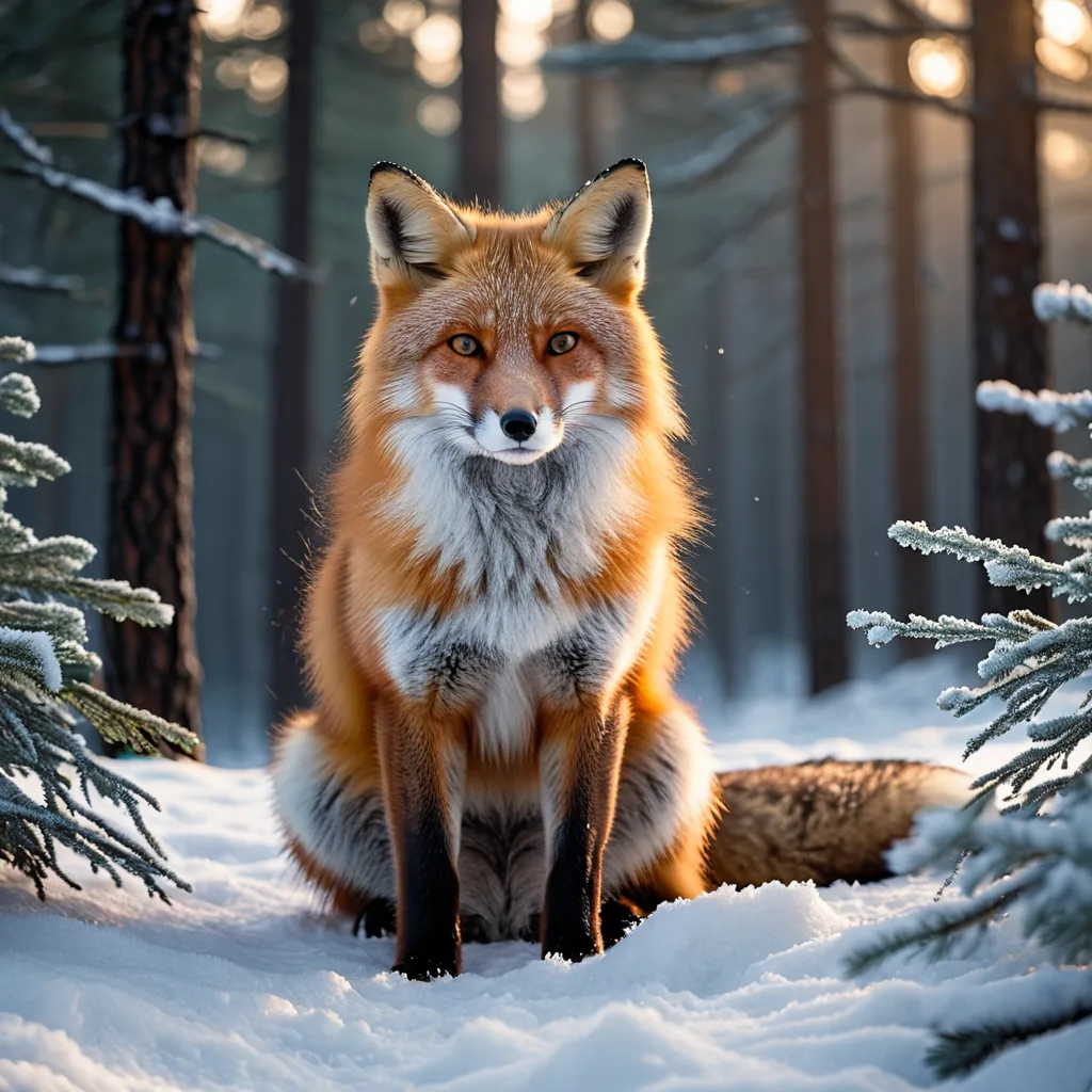 Real result generated by COMFYCLAW: red fox in a snowy forest at dawn