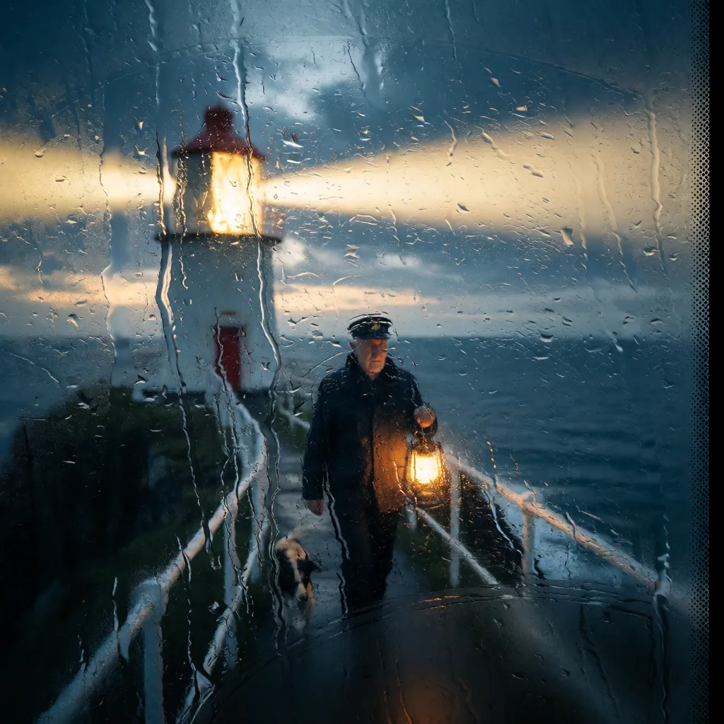 Krea 2 with the rainywindow LoRA: the same scene viewed through a rain-streaked window