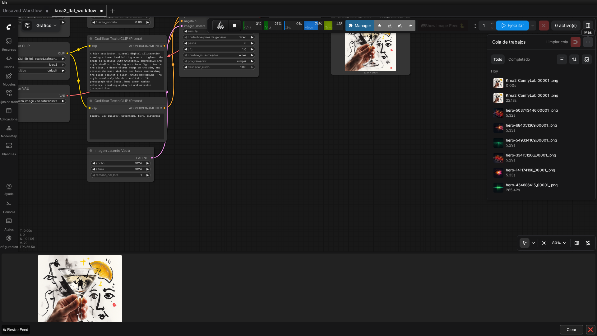 Krea 2 workflow loaded and running in ComfyUI, with the generated image visible in the SaveImage node